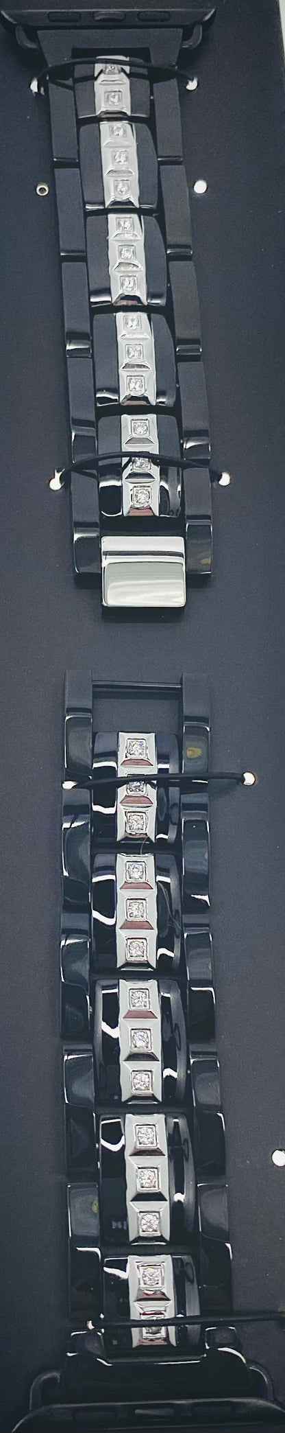 BLACK BAND WITH CRYSTALS WATCH BAND 38-42 MM