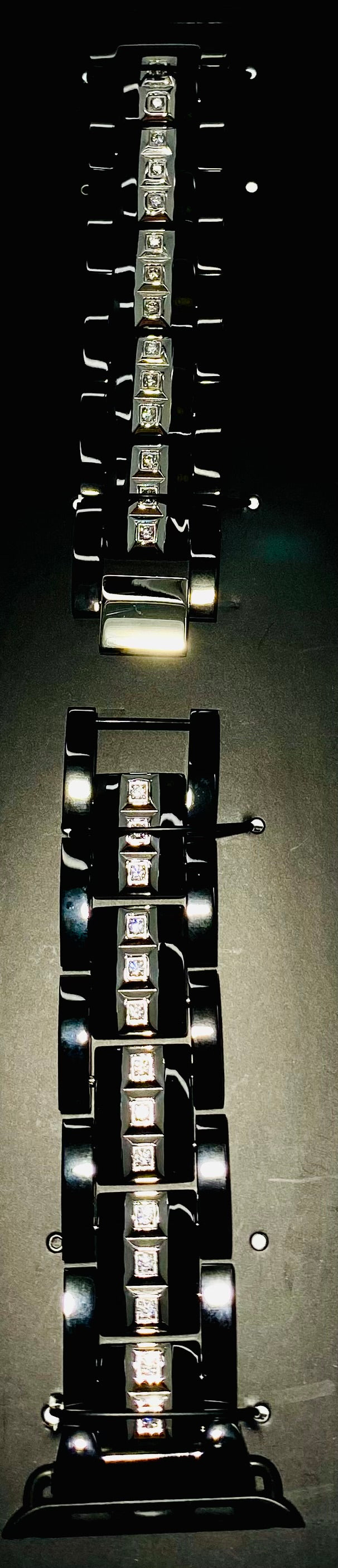 BLACK BAND WITH CRYSTALS WATCH BAND 38-42 MM
