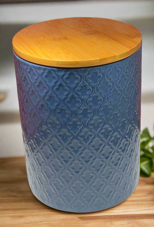 Ceramic Containers with Lids in Blue Designer Style