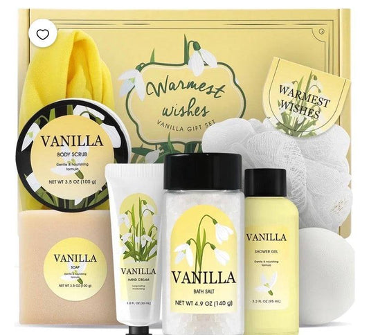 Spa gift sets for Women, Vanilla Bath and Body Care Baskets Kits for Self Relaxing