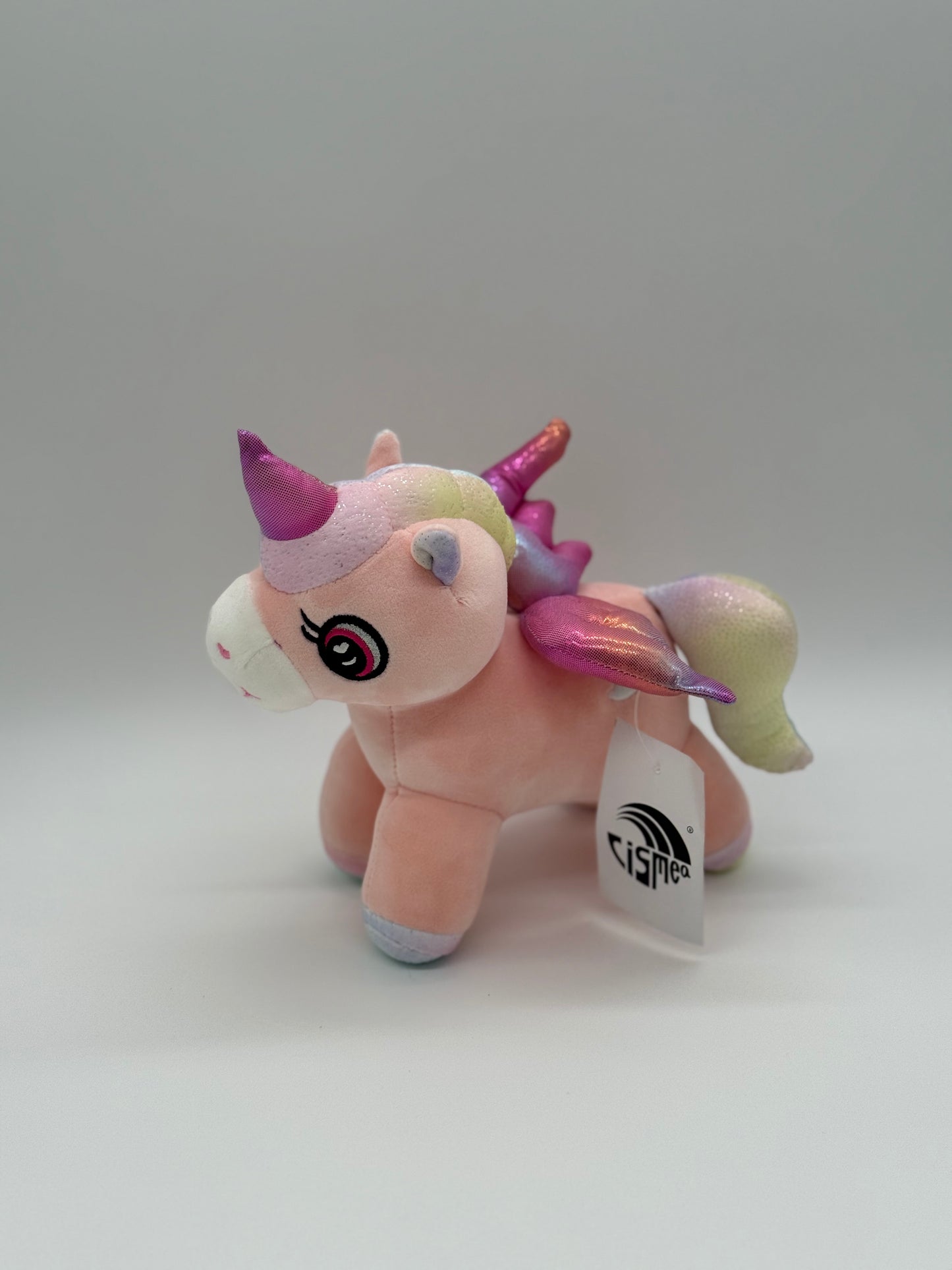 Plush Pink Unicorn – Soft Huggable Stuffed Animal with Sparkle Eyes 8"–10"
