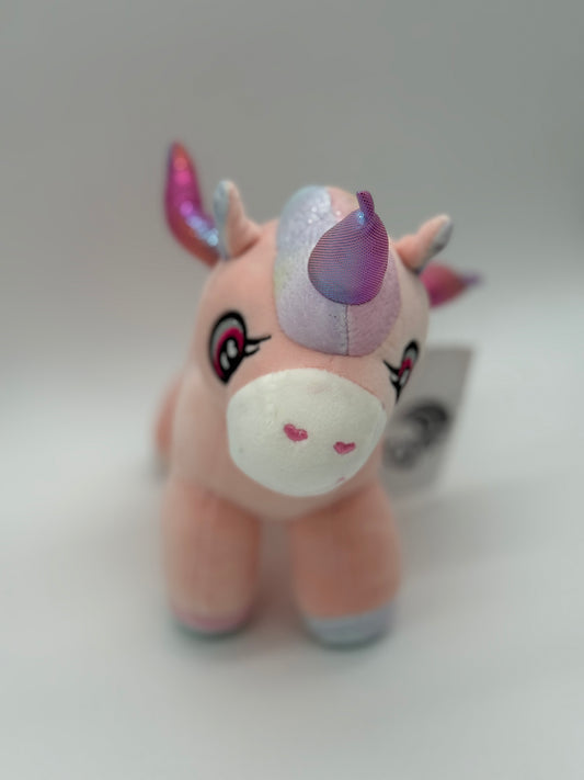 Plush Pink Unicorn – Soft Huggable Stuffed Animal with Sparkle Eyes 8"–10"