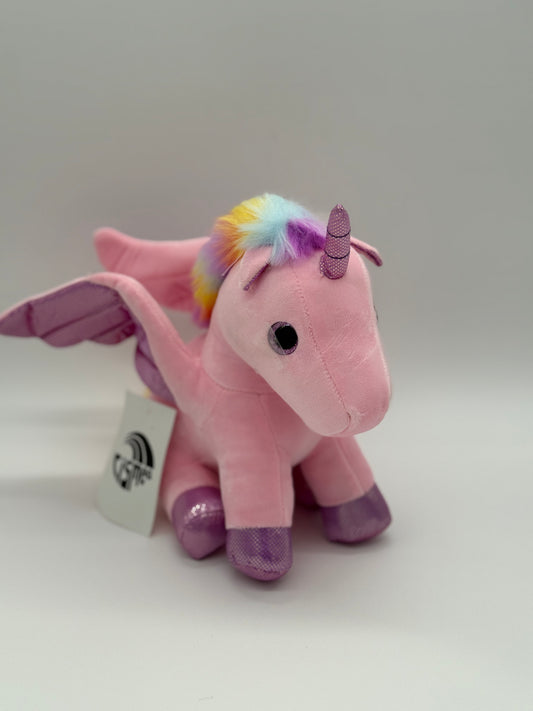 Medium Plush Pink Unicorn – Soft Huggable Stuffed Animal with Wings 8" x 10"