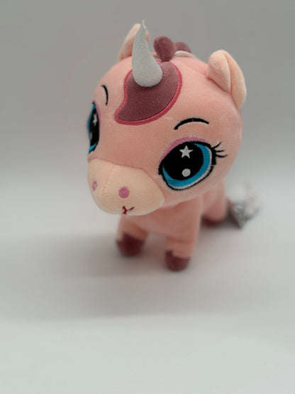 Plush Pink Unicorn – Soft Huggable Stuffed Animal with Sparkle Eyes 8" x 10"