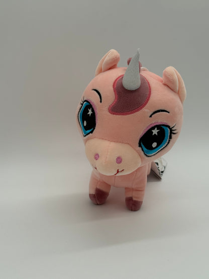 Plush Pink Unicorn – Soft Huggable Stuffed Animal with Sparkle Eyes 8" x 10"