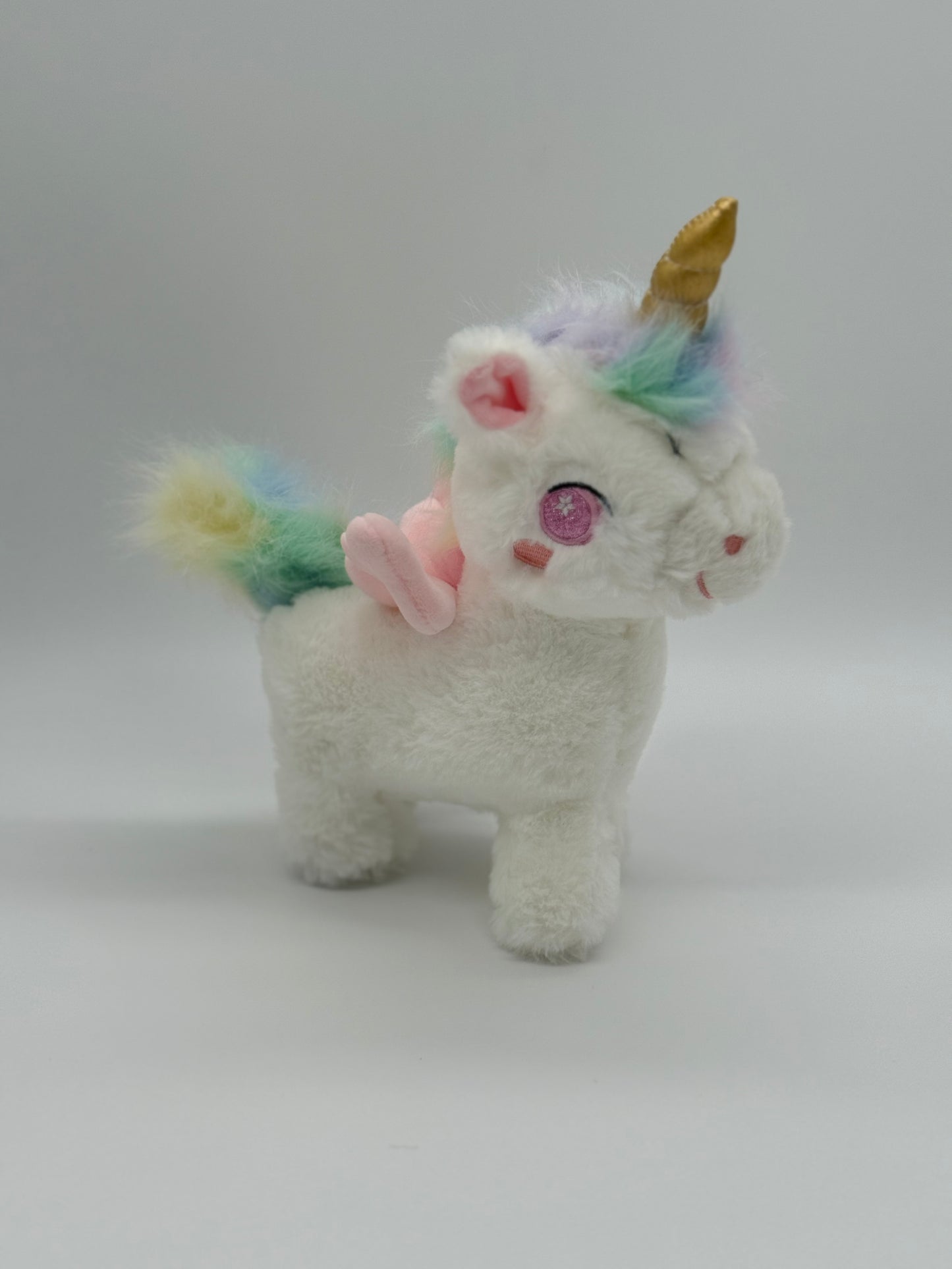 Plush White Unicorn – Soft Huggable Stuffed Animal with Sparkle Eyes 8" x 10"