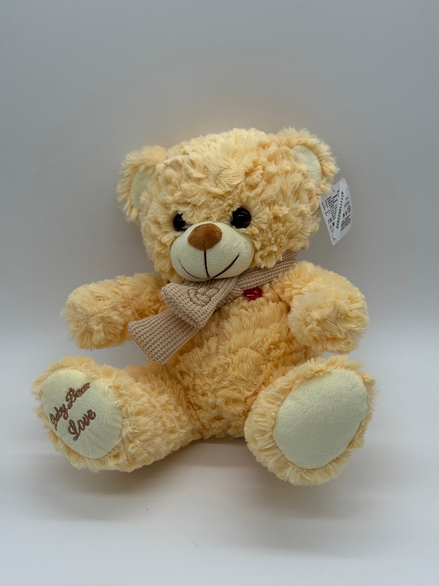 Beige Teddy Bear Stuffed Animal – Medium 10"–12" Soft Plush Toy with Bow