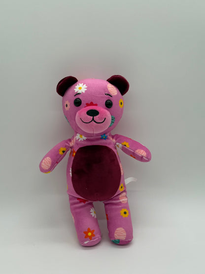 Teddy Bear Stuffed Animal (Random Pattern) - Pink Purple Fuchsia (9" to 10" Cuddly Plush Bear)