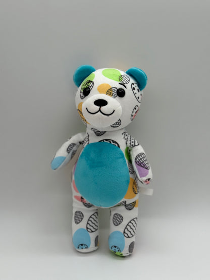 Teddy Bear Stuffed Animal (Random Pattern) - Blue White Yellow (9" to 10" Cuddly Plush Bear)
