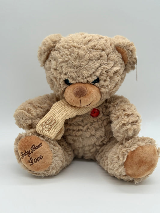 Light Brown Teddy Bear Stuffed Animal – Medium 10"–12" Soft Plush Toy with Bow