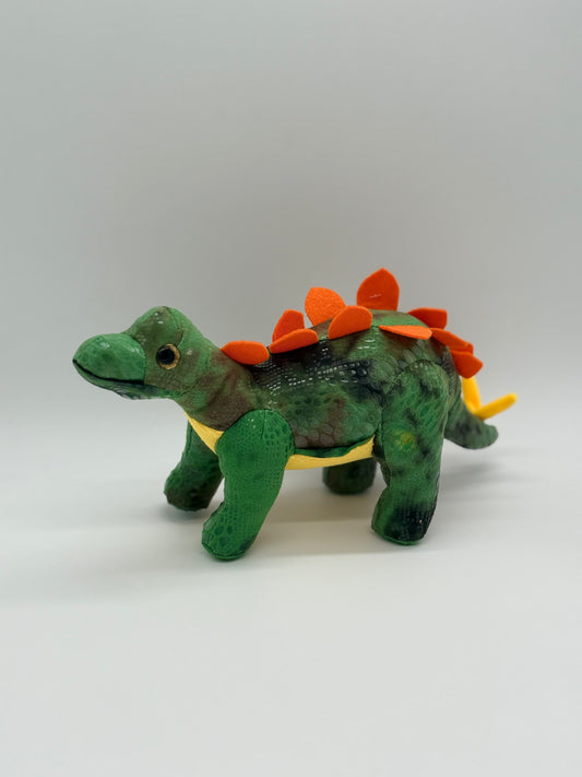 Green & Orange Stegosaurus Plush Toy – Medium Dinosaur Stuffed Animal, 10–14"