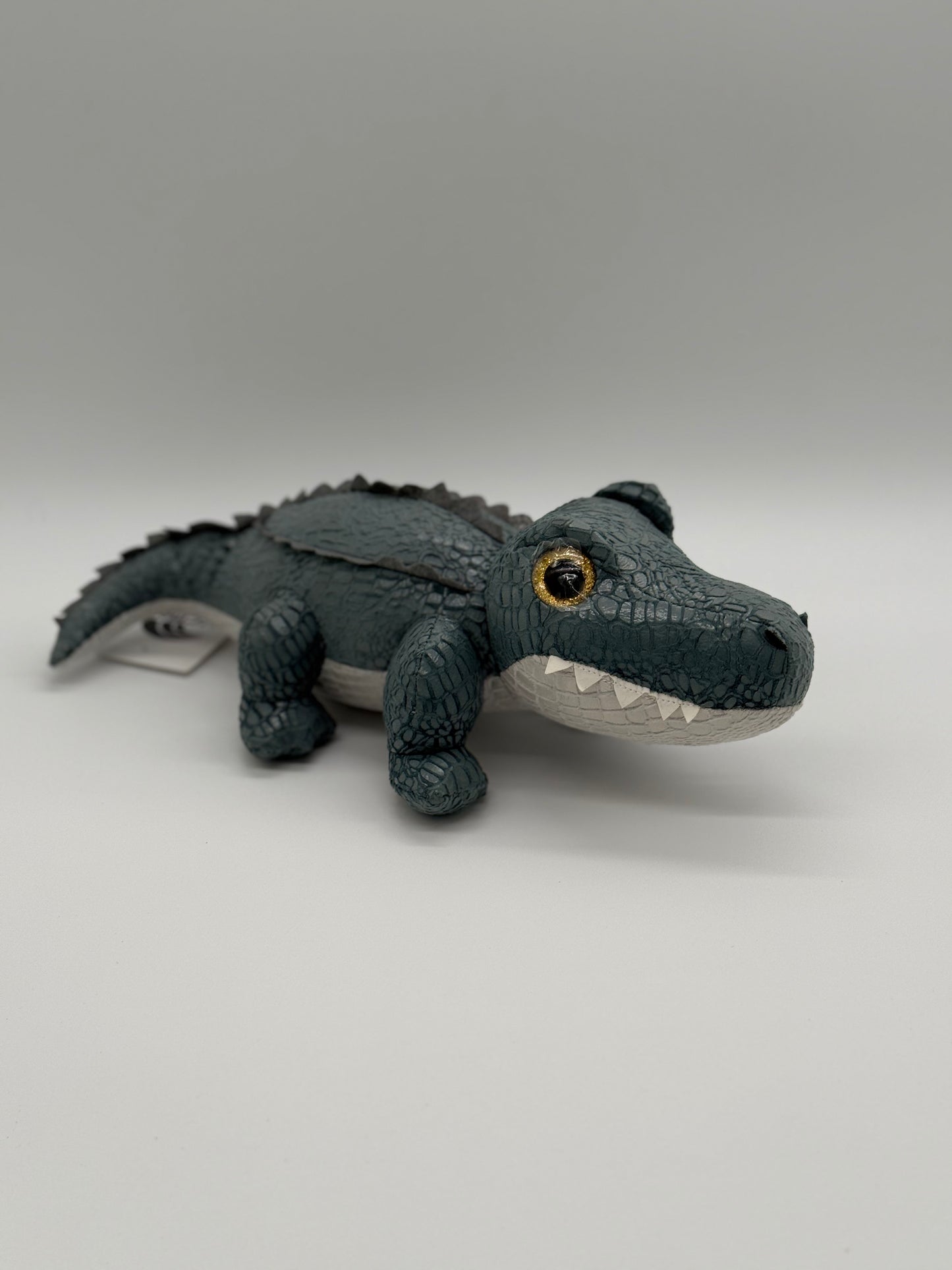White & Grey Crocodile Plush Toy – Medium Stuffed Animal, 10–14"