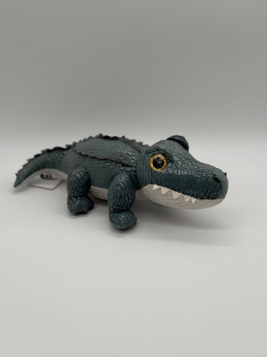 White & Grey Crocodile Plush Toy – Medium Stuffed Animal, 10–14"