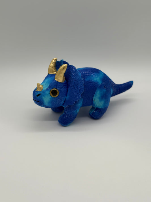 Dark Blue Triceratops Dinosaur Plush Toy – Medium Stuffed Animal, 10–14"