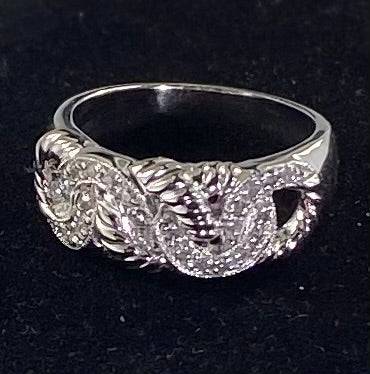 Stainless Steel Snake w/CRYSTALS Stones Ring 10 SIZE
