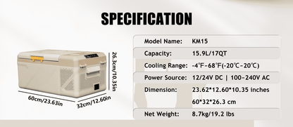 Alpicool KM15 Portable Car Fridge Freezer