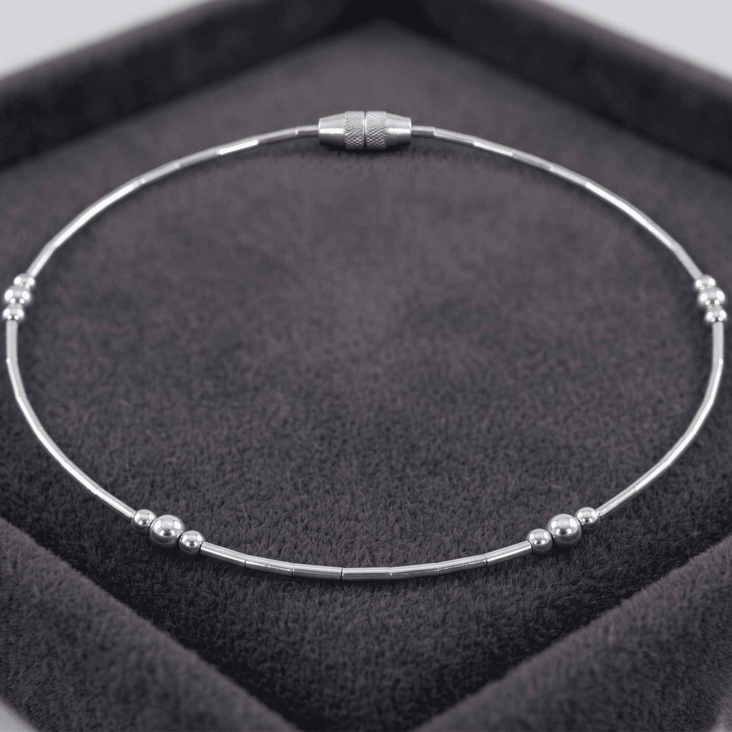STERLING SILVER ANKLE BRACELET SNAKE CHAIN w/BALLS and SCREW BARREL LOCK 10"