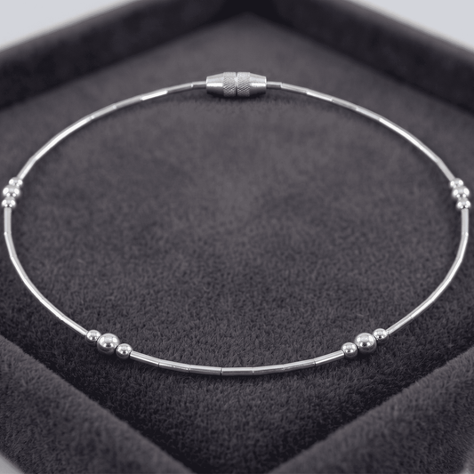 STERLING SILVER ANKLE BRACELET SNAKE CHAIN w/BALLS and SCREW BARREL LOCK 10"