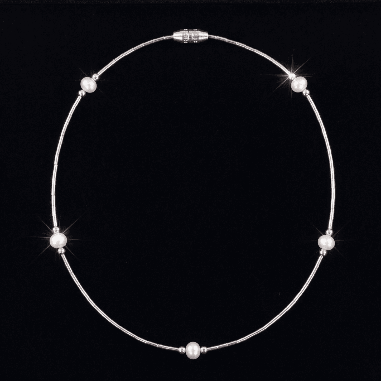 STERLING SILVER ANKLE BRACELET WHITE PEARL 9" w/screw in barrel lock