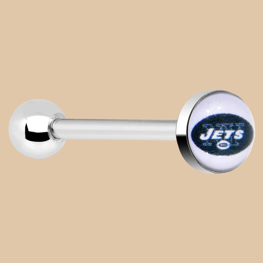 NFL New York Jets Barbell Tongue Ring Logo Round