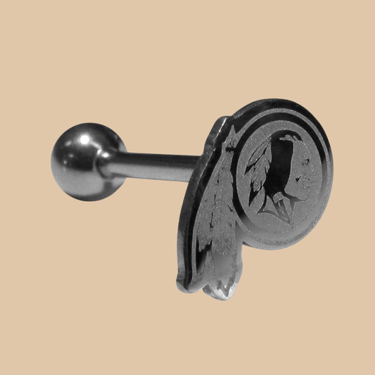 NFL Washington Redskins Old School Barbell Tongue Ring Silver Logo