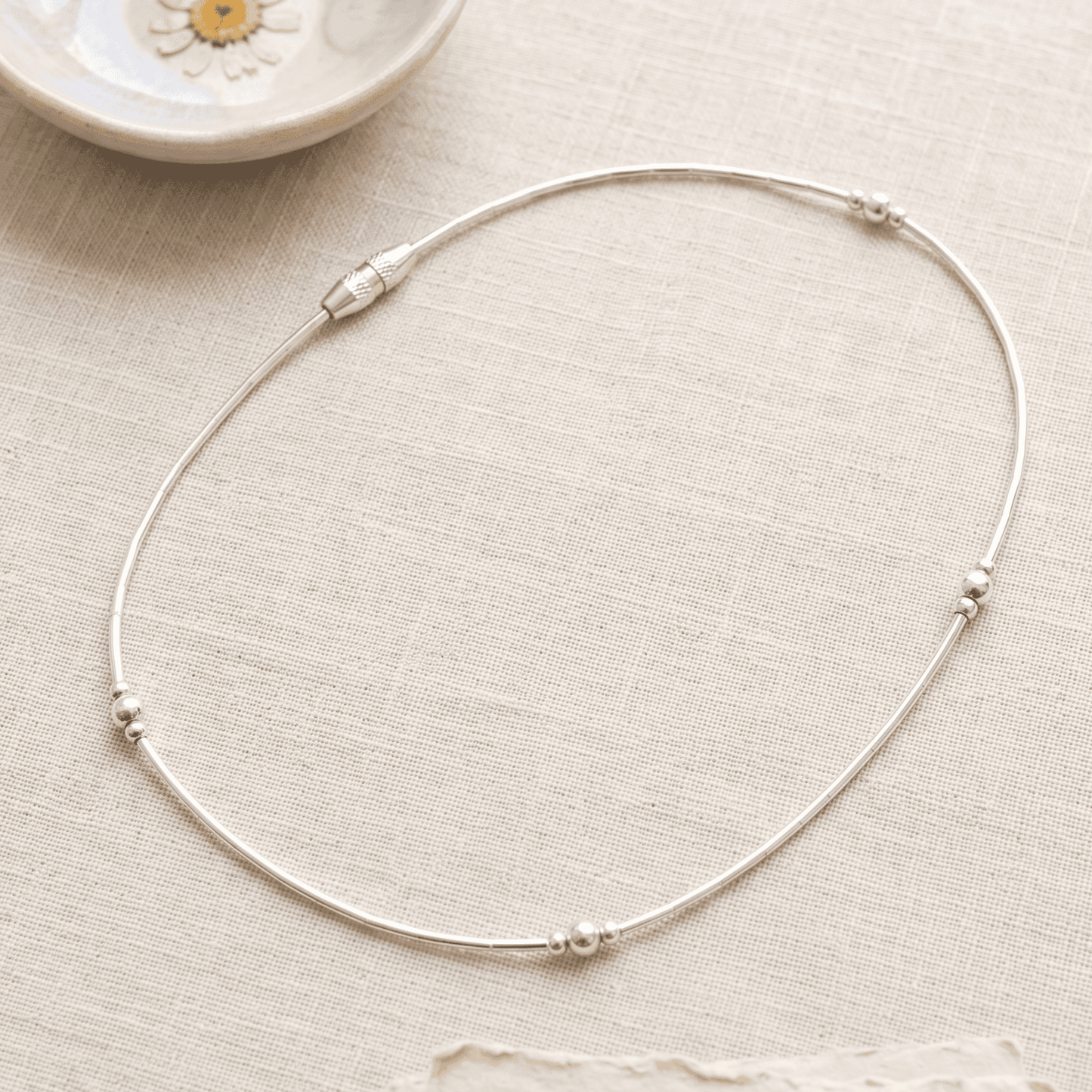 ANKLE BRACELET SILVER BEADS AND PEARLD BRACELET 10" w/BARREL LOCK