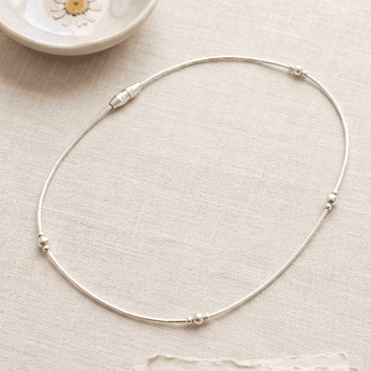 ANKLE BRACELET SILVER BEADS AND PEARLD BRACELET 10" w/BARREL LOCK