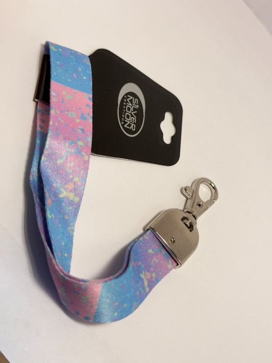 Pink & Blue Paint Splatter Wrist Lanyard