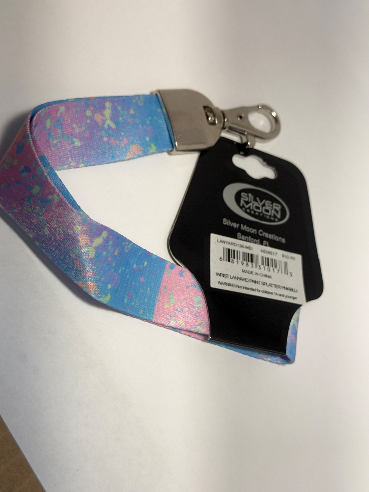 Pink & Blue Paint Splatter Wrist Lanyard