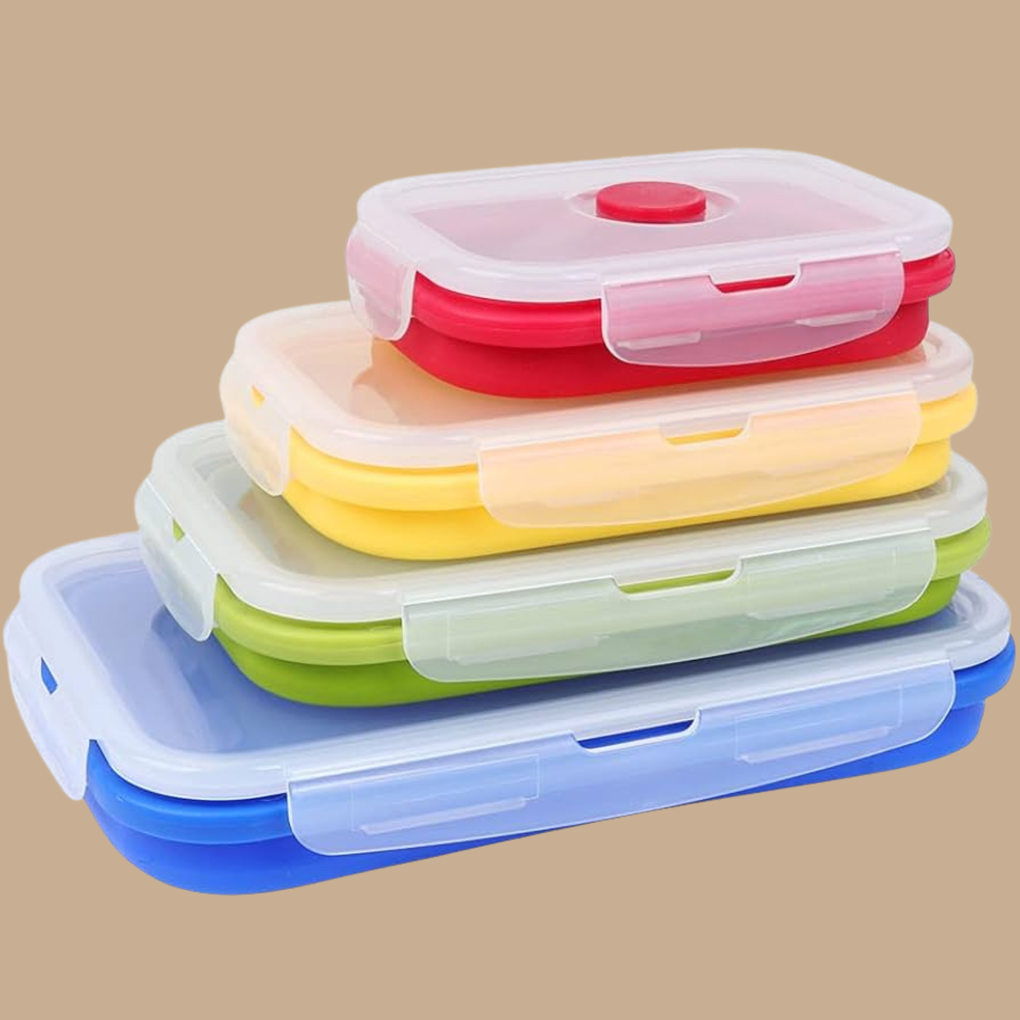 3 Pack Collapsible Food Storage Containers (Yellow, Green, Red)
