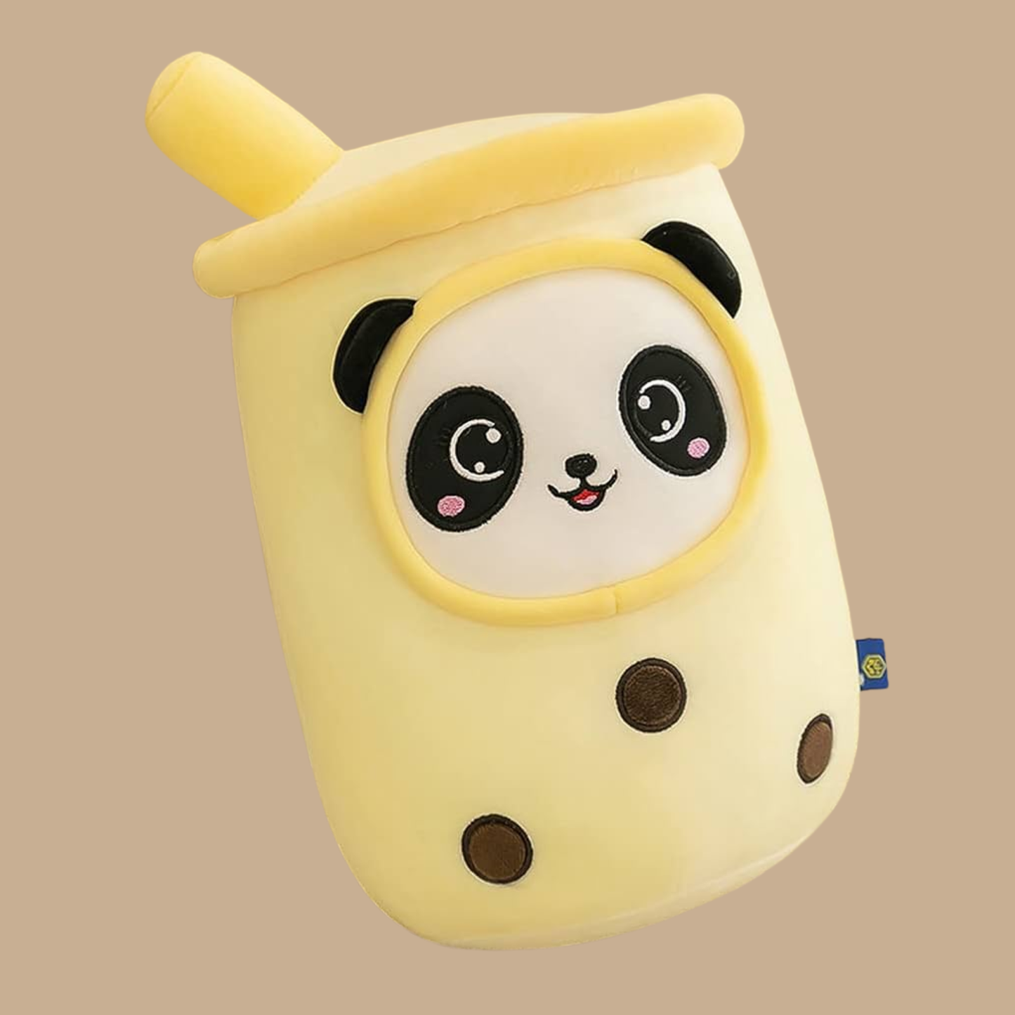 Yellow Panda Milk Tea Plush Pillow – Soft Bubble Tea Hug Toy