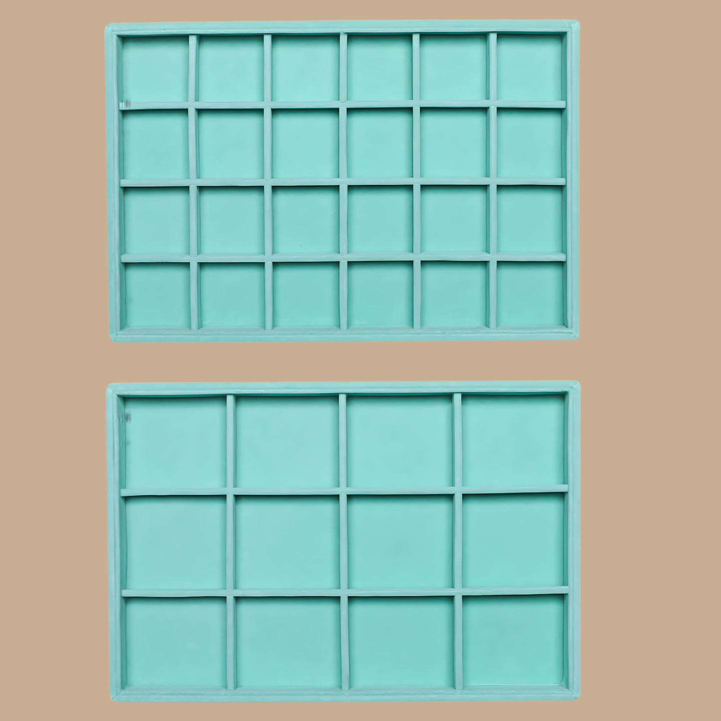 Turquoise Velvet Jewelry Organizer Trays Set of 2