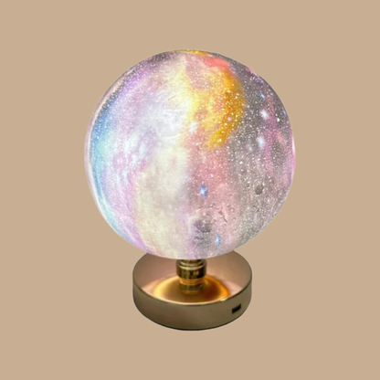 Modern 1-Light Gold Table Lamp with Multicolor Shade
