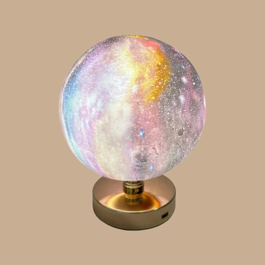 Modern 1-Light Gold Table Lamp with Multicolor Shade