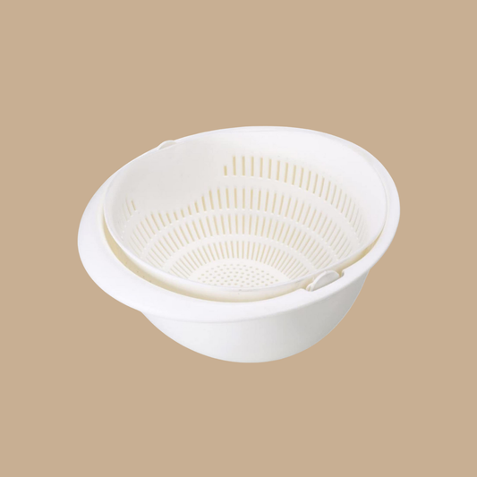 Small 7" Diameter Double Layer Fruit Basket (Gray and White)