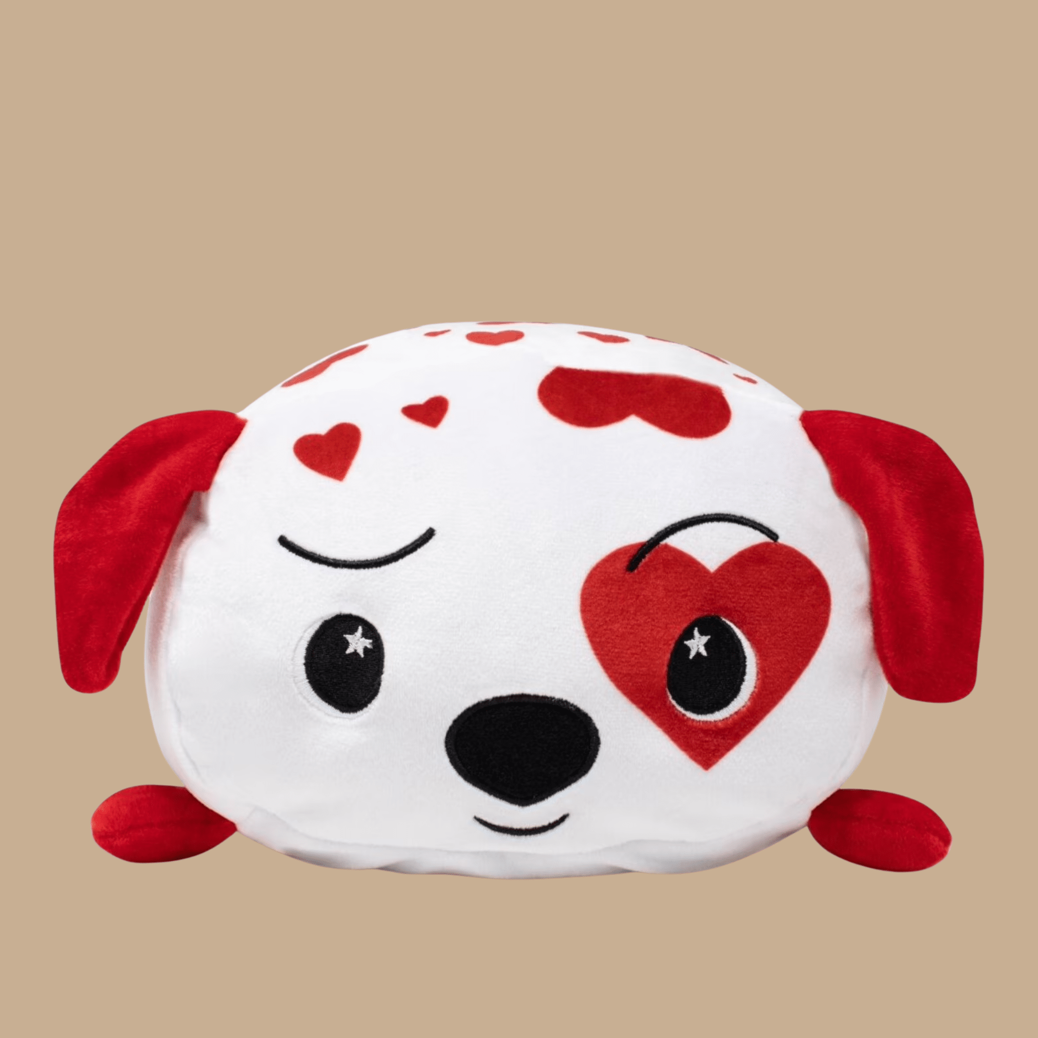 Moosh Moosh Puppy with Hearts Squish Pillow – White & Red 8x10