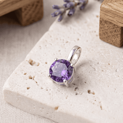 925 Sterling Silver Amethyst Oval 6x4  Pendant – Genuine Gemstone Necklace Charm, Elegant Jewelry