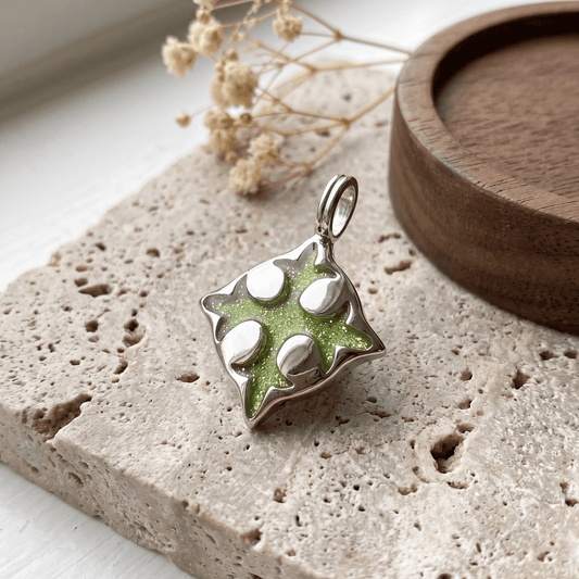 Stainless Steel Green Enamel Pendant – Durable, Tarnish Resistant Jewelry for Everyday Wear