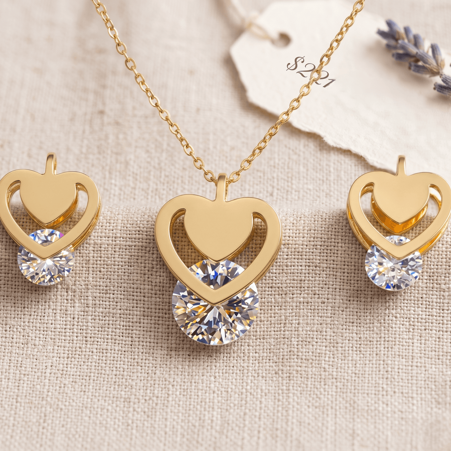 Stainless Steel Heart Earring and Pendant Set with Chain – Durable, Tarnish Resistant Jewelry Set for Everyday Wear