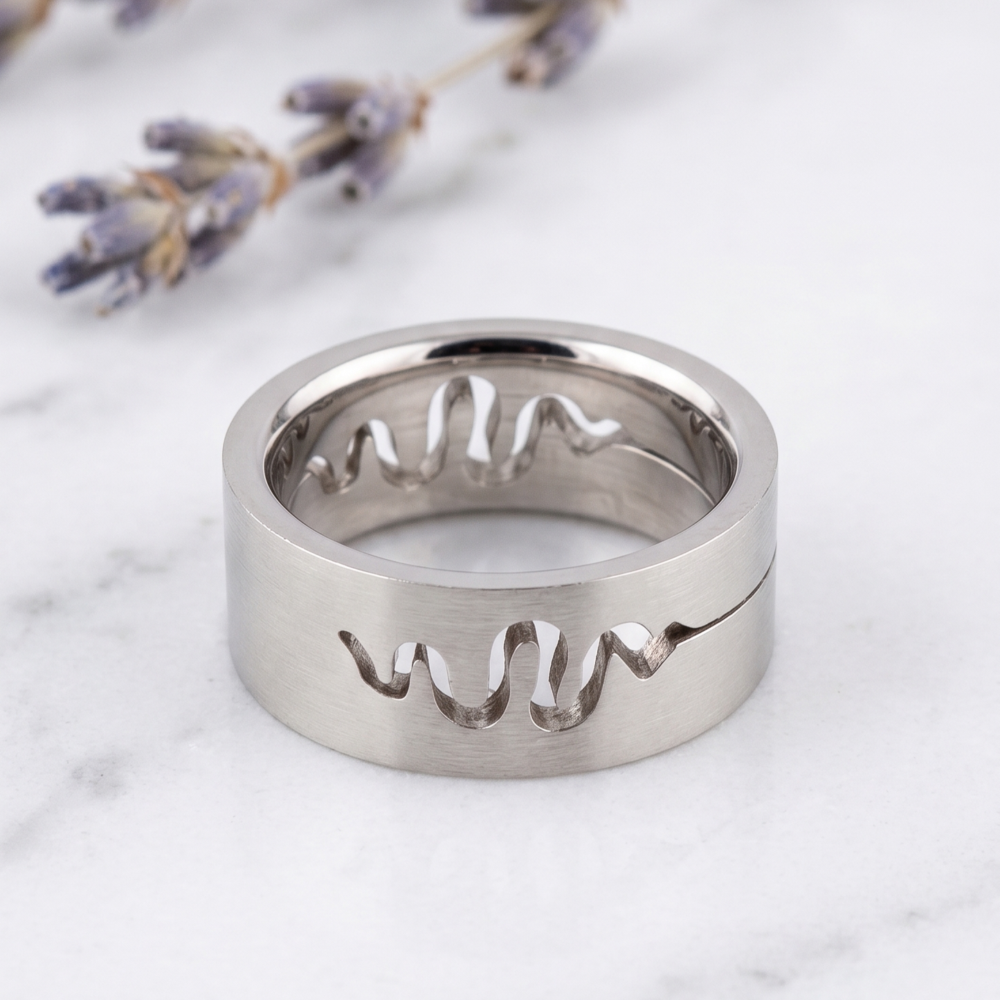Stainless Steel WAVE CUTOUT BAND Rings