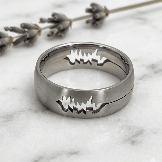 Stainless Steel PULSE CUTOUT BAND Rings