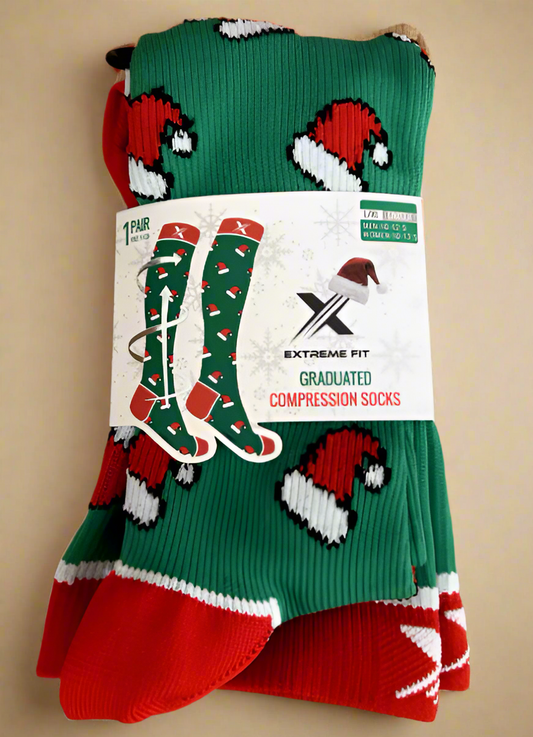 EXTREME FIT GRADUATED COMPRESSION SOCKS X-MAS RED N GREEN