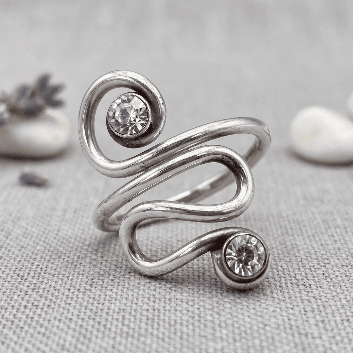 Sterling Silver C/Z TWIST Toe/Midi Ring
