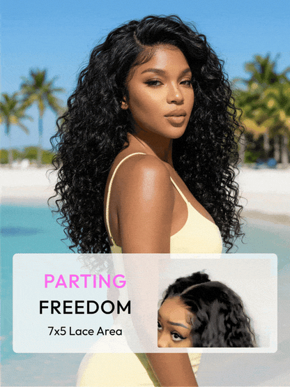 UNice 7x5 Bye-Bye Slip™ Put On And Go Glueless Water Wave Drawstring Wig With Baby Hair