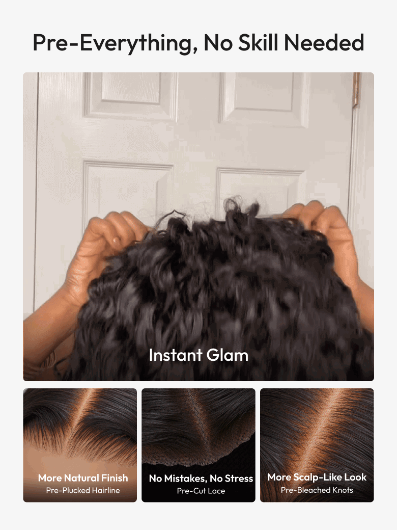 UNice 7x5 Bye-Bye Slip™ Put On And Go Glueless Water Wave Drawstring Wig With Baby Hair UNICE AAVVPTM1-0JC-N-14