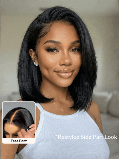 UNice 7x5 Bye-Bye Knots Glueless Lace Bleached Knots Pre Layered Bob With Drawstring Wig