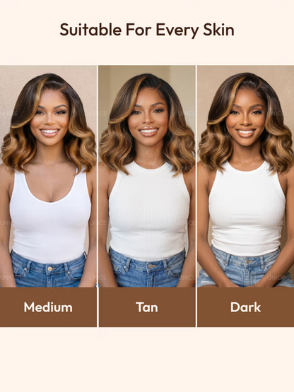 UNice Bye-Bye Slip™ 7x5 Lace Glueless Dark Chocolate Brown Side Part Yaki Straight Bob Wig with Invisi Drawstring Can Be Heated