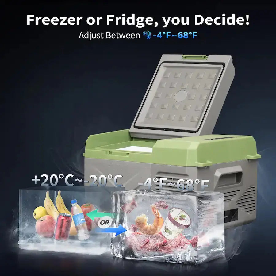 Alpicool - X9 Portable Fridge 12 Volt Car Refrigerator 10 Quart Fast Cooling Freezer For Fishing, Camping, Rv, Truck - Grey&Green