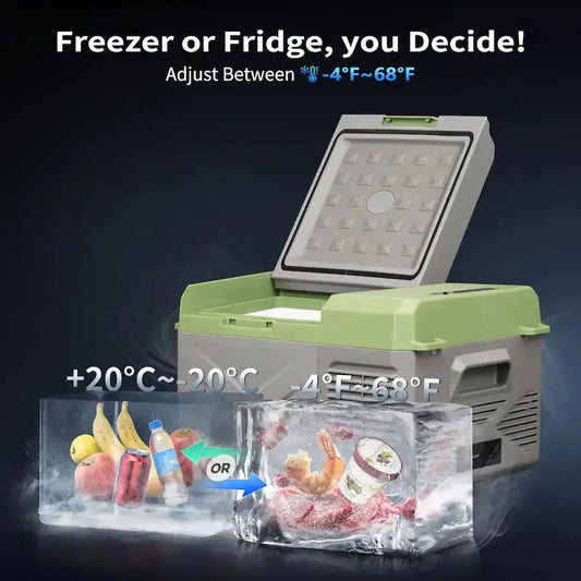 Alpicool - X9 Portable Fridge 12 Volt Car Refrigerator 10 Quart Fast Cooling Freezer For Fishing, Camping, Rv, Truck - Grey&Green