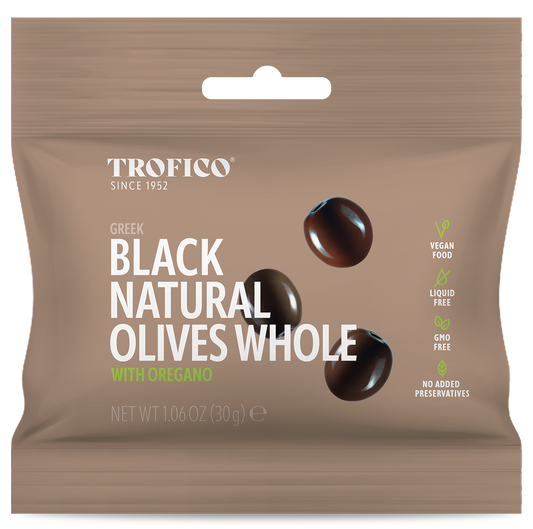 Trofico Greek Black Natural Whole Olives with Oregano